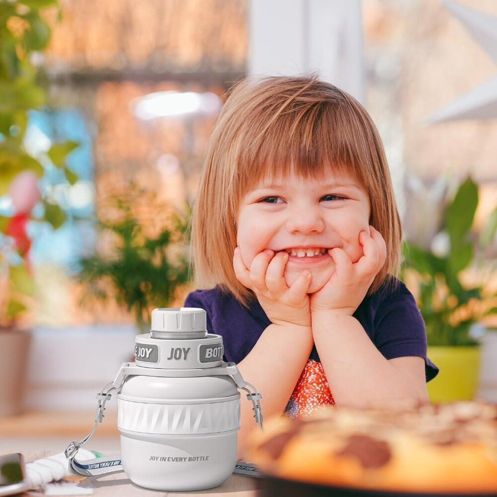 Stainless Steel Kids Water Bottle 16 oz with Leakproof Lid and Insulated Strap - Picture 6 of 9